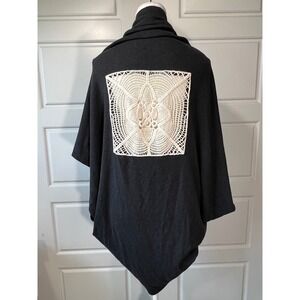 Dylan Gray Cardigan Crochet Back Detail Open Front Dolman‎ Sleeve Womens